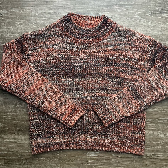 &merci Orange and Black Multicolor Knit Sweater Size Medium - Picture 1 of 4
